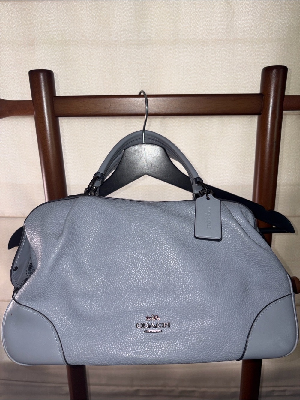 Coach Lane Light Blue Pebbled Leather Satchel